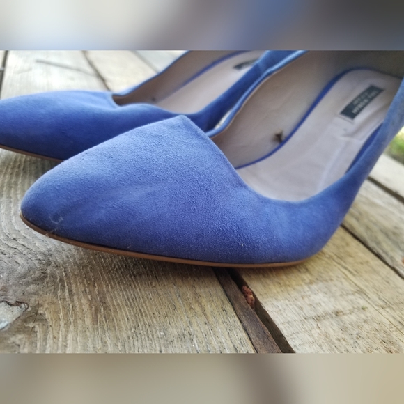 Size 10 Blue Suede Shoes High Heel Pointed Toe Pumps Zara Woman 2011 Rare 41 Eu - Picture 10 of 10